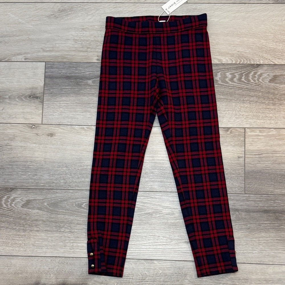 Janie and Jack Red and Blue Plaid Leggings